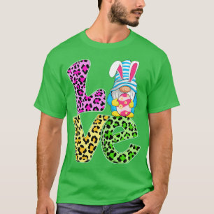 LOVE Leopard Easter Gnome Kids Toddles Easter Eggs T-Shirt