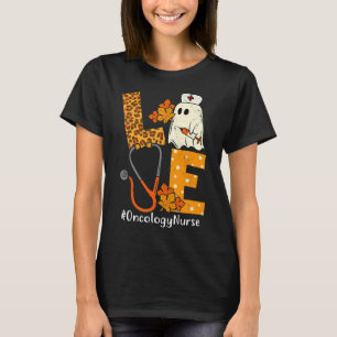 LOVE Leopard Ghost Oncology Nurse Halloween Costum T-Shirt