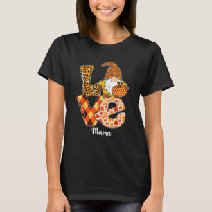 Love Leopard Gnome Pumpkin Mama Thanksgiving Autu T-Shirt