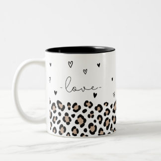 Love Leopard Pattern Mug with Hearts