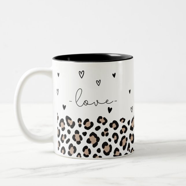 Love Leopard Pattern Mug with Hearts  (Left)
