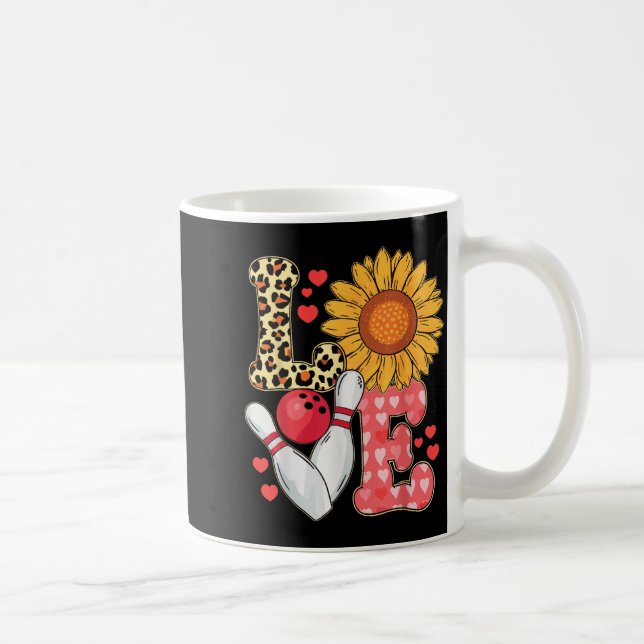 Love Leopard Sunflower Bowling Valentine Bowling P Coffee Mug (Right)