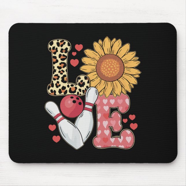 Love Leopard Sunflower Bowling Valentine Bowling P Mouse Mat (Front)