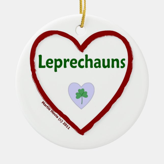 Love Leprechauns Ceramic Tree Decoration (Front)
