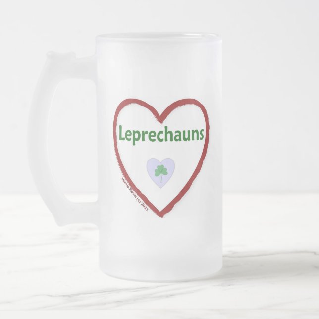 Love Leprechauns Frosted Glass Beer Mug (Left)
