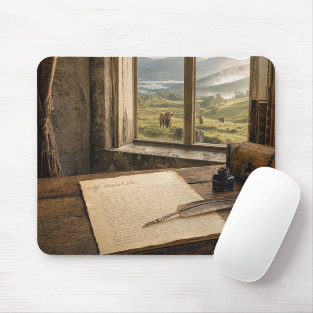 Love Letter and Quill Pen Mouse Mat (With Mouse)