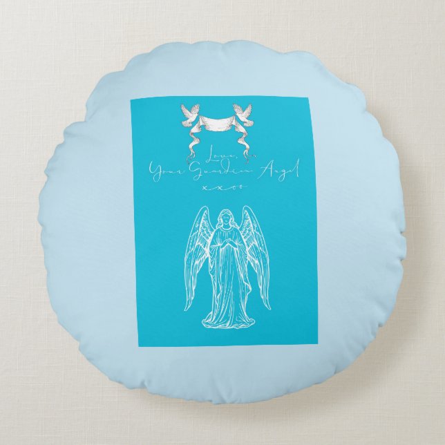 Love Letter Design - Love, Your Guardian Angelxxoo Round Cushion (Front)