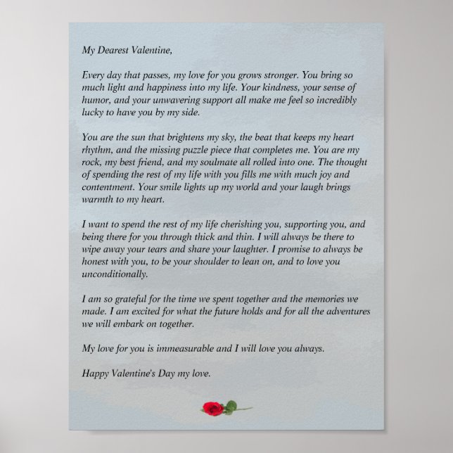 Love Letter for Valentine Poster (Front)