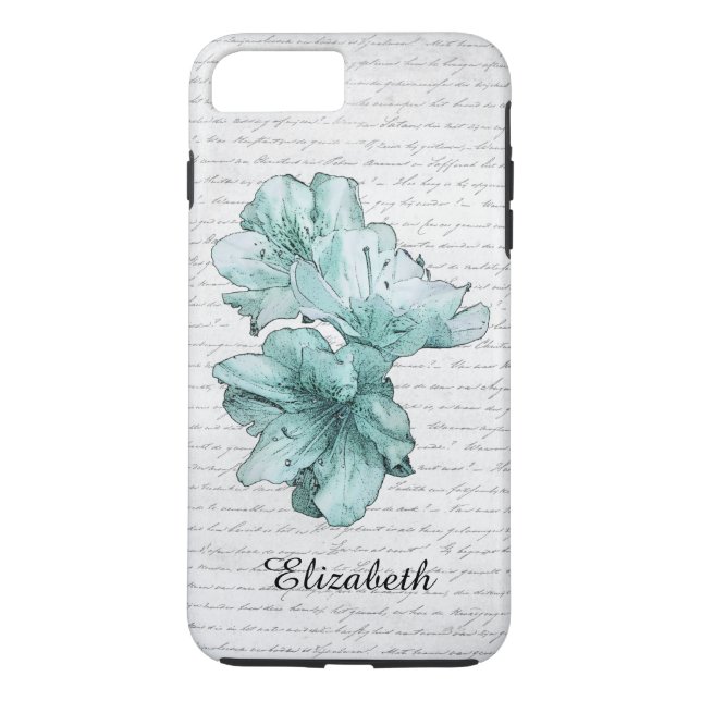 Love Letter Mint Illustrated Flower Customise Name Case-Mate iPhone Case (Back)