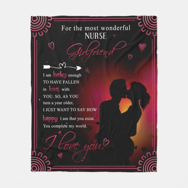 Love Letter To My Nurse Girlfriend From Boyfriend Fleece Blanket (Front)