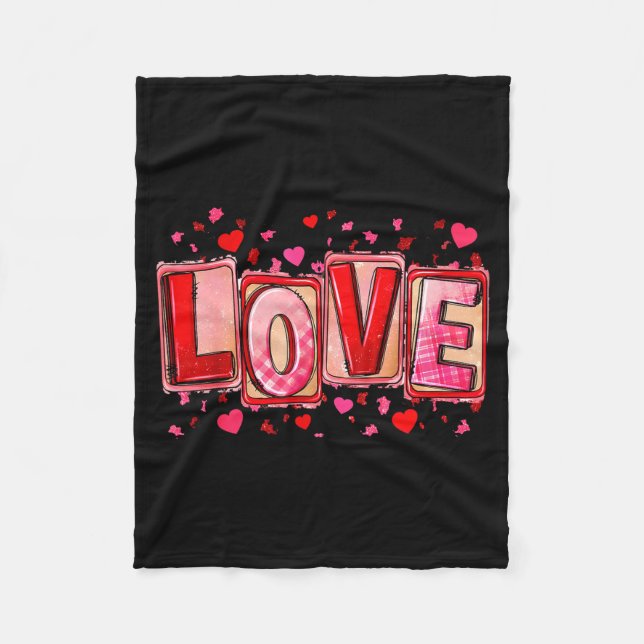 Love Lettering Leopard Day Pink Valentine s Joke Fleece Blanket (Front)