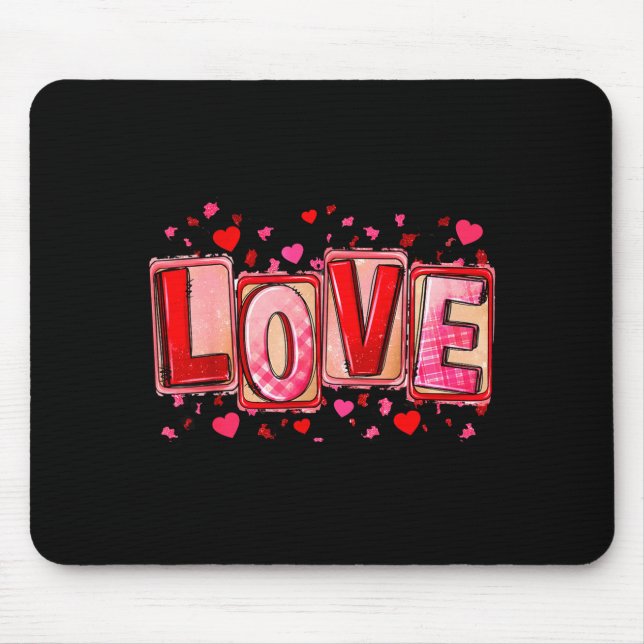 Love Lettering Leopard Day Pink Valentine s Mouse Mat (Front)