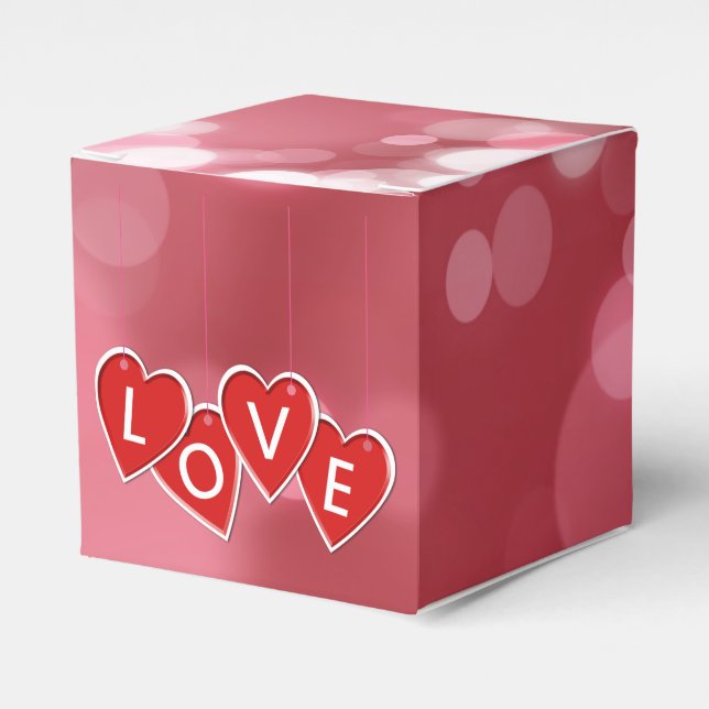 Love Lettering Red Hearts Favour Box (Front Side)
