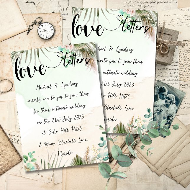 Love Letters Handwritten Boho Themed Wedding Invitation (Creator Uploaded)