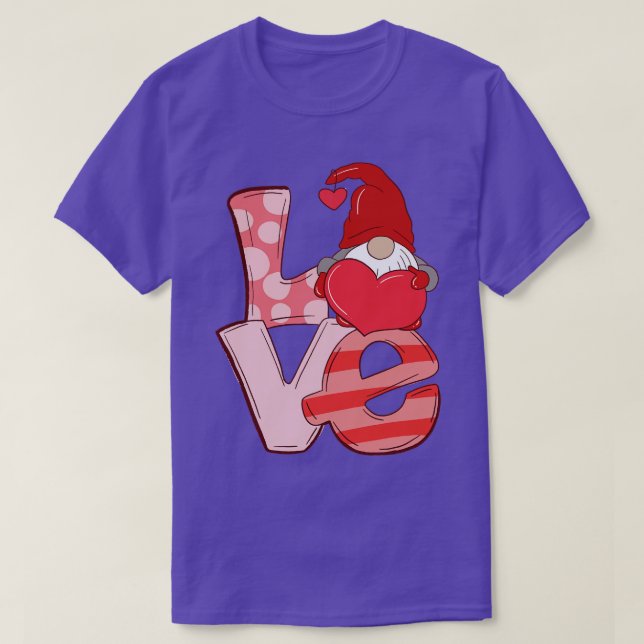 Love Letters Heart Gnome Valentines Day Typography T-Shirt (Design Front)