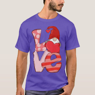 Love Letters Heart Gnome Valentines Day Typography T-Shirt