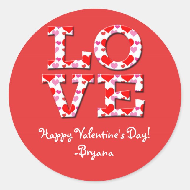 LOVE Letters Heart Typography Valentine's Sticker (Front)