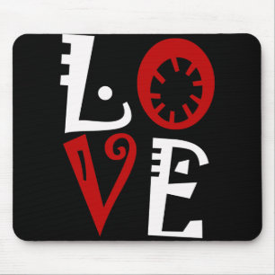 Love Letters in Red and white Mouse Mat
