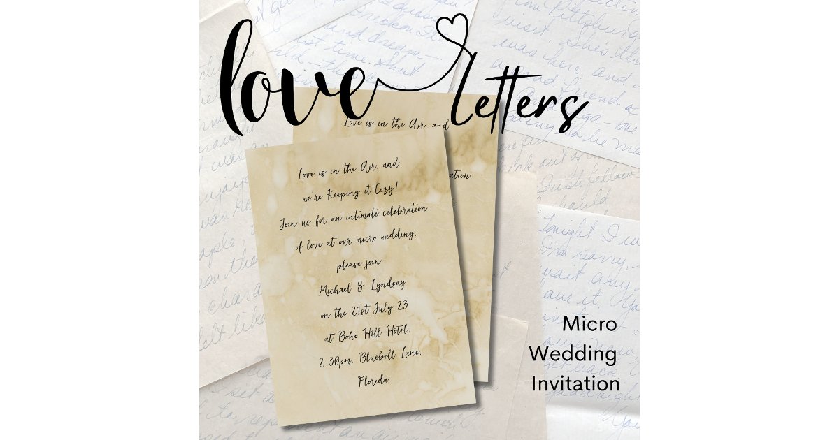 Love Letters MICRO WEDDING Handwritten Parchment Invitation | Zazzle