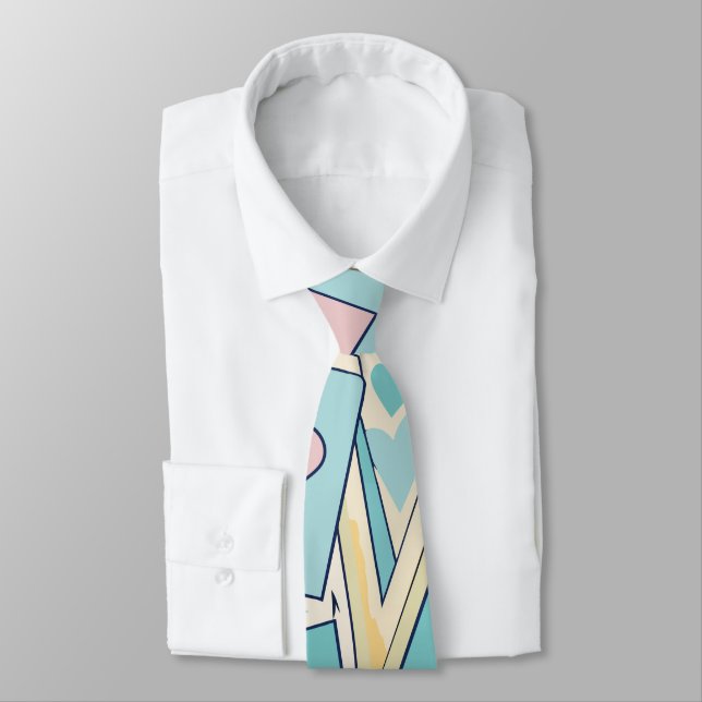 Love Letters Pastel Custom Pattern Tie (Tied)