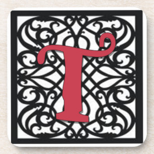 Love Letters "T"  Coaster