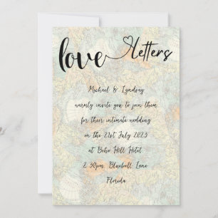 Love Letters Vintage Map Boho Charm Micro Wedding Invitation