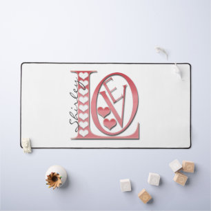 Love Letters with Hearts by Shirley Taylor Desk Mat