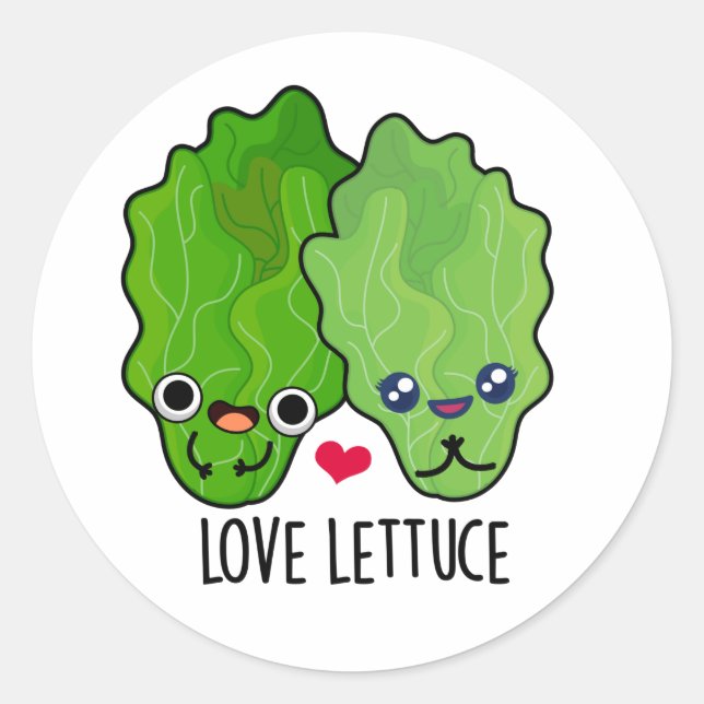 Love Lettuce Funny Veggie Pun  Classic Round Sticker (Front)