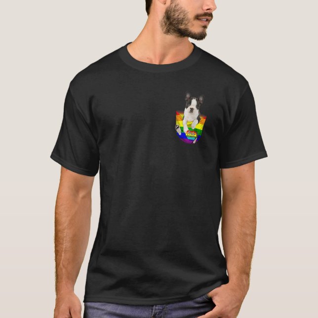 Love Lgbt Gay Pride Month Lgbt Boston Terrier Pock T-Shirt (Front)