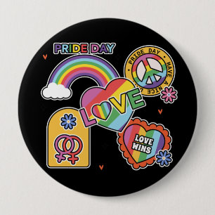 Love. LGBT+Pride. Pride day. Rainbow love.  Button