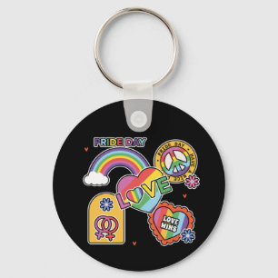 Love. LGBT+Pride. Pride day. Rainbow love.   Key Ring