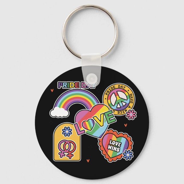 Love. LGBT+Pride. Pride day. Rainbow love.  Key Ring (Front)