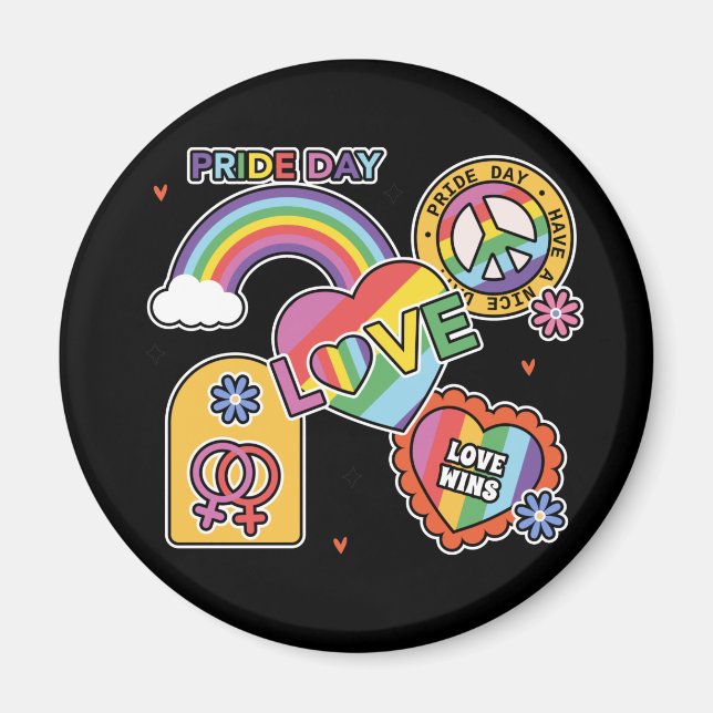 Love. LGBT+Pride. Pride day. Rainbow love.  Magnet (Front)