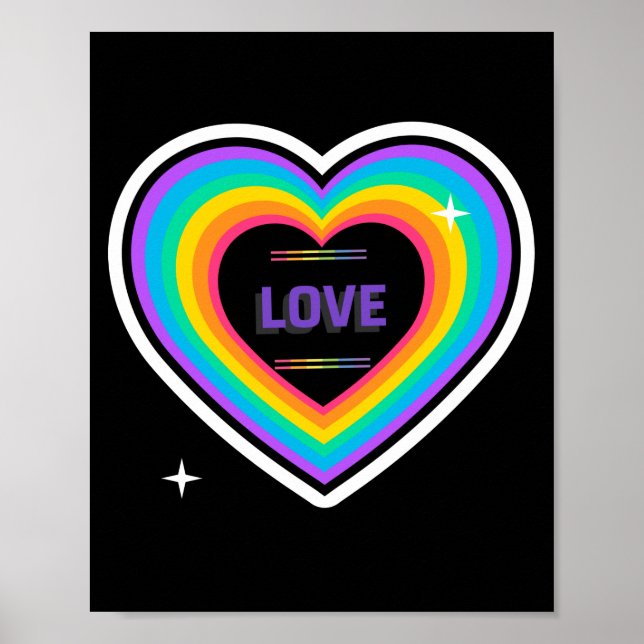 LOVE. LGBT+Pride. Rainbow heart love. Poster (Front)