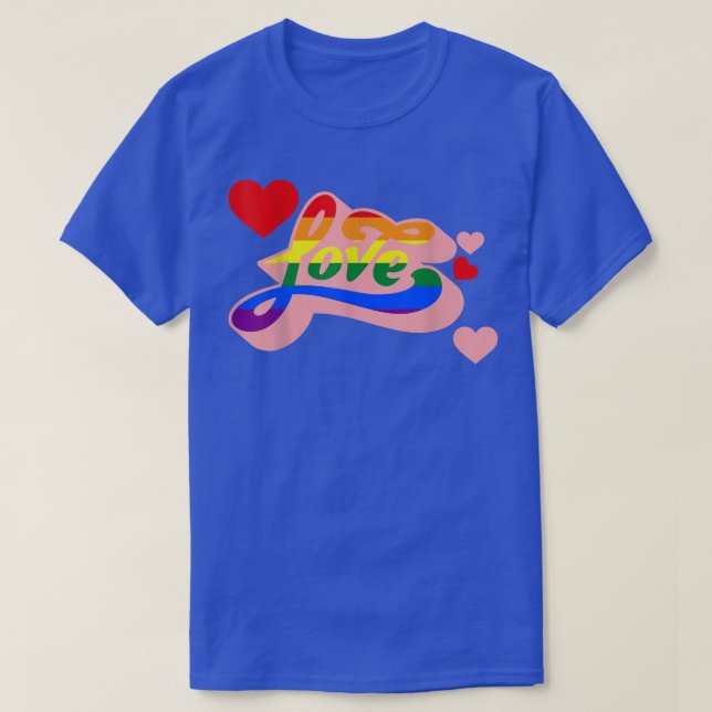 Love LGBT-Q Retro Rainbow Flag Gay Pride Ally Equa T-Shirt (Design Front)