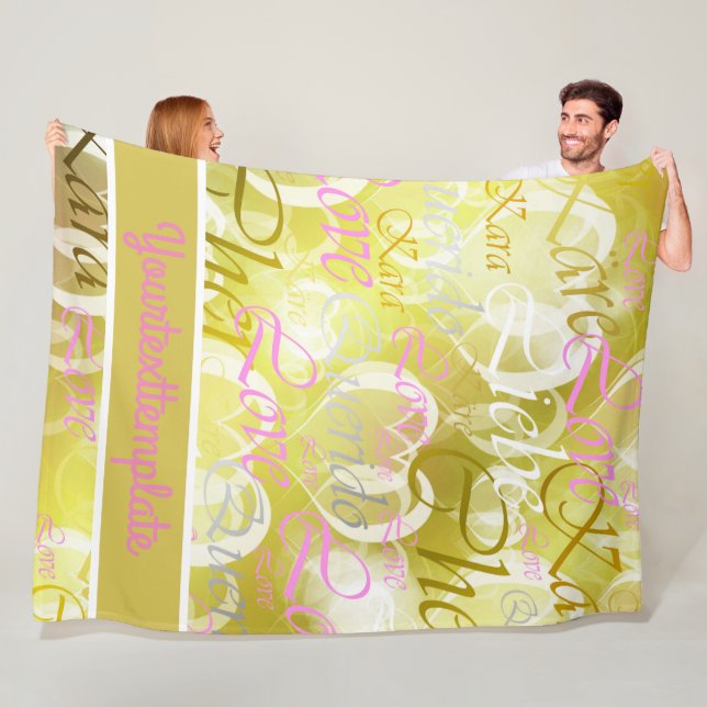Love,liebe,kara,cher,käre,dear,text,rose,festiv Fleece Blanket (In Situ)