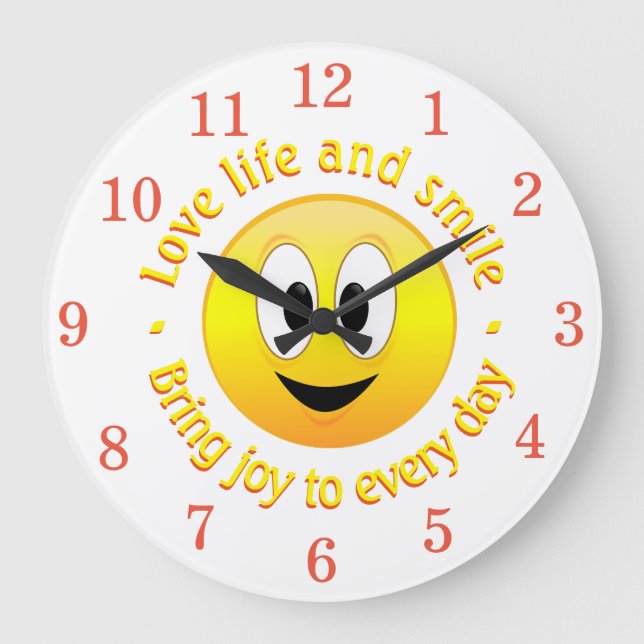 Love Life And Bring Joy With A Face Large Clock (Front)