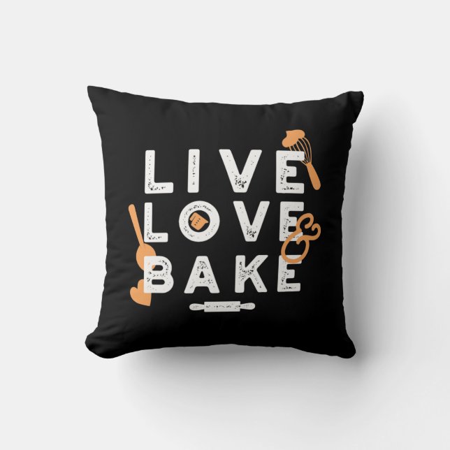Love Life, Bake Bliss: Inspirational Baking Quotes Cushion (Front)