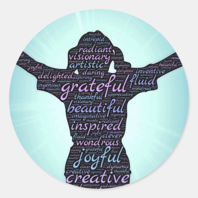 Love Life: Inspiration...Gratitude...Joy Classic Round Sticker (Front)