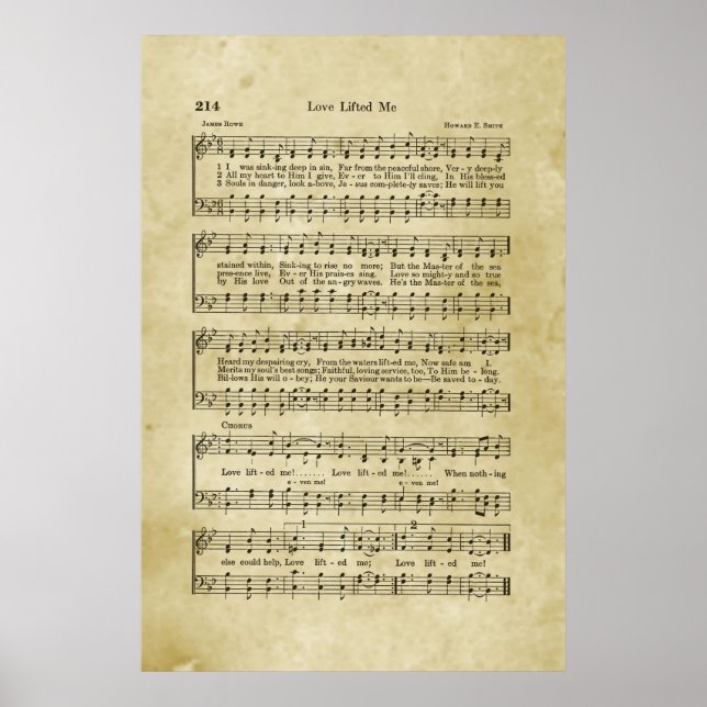 Love Lifted Me Gospel Sheet Music Poster (Front)