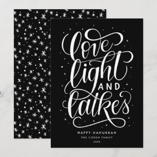 Love Light and Latkes on Black Hanukkah Holiday Card