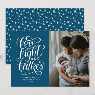 Love, Light and Latkes Photo Hanukkah Holiday Card