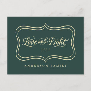 Love & Light Classic Gold Frame Holiday Postcard