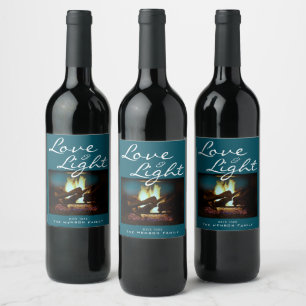 Love Light Cosy Fireplace Fire Christmas Photo Wine Label