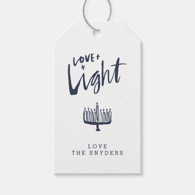 Love + Light Hanukkah Gift Tag - Dark (Front)
