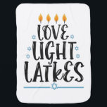 Love Light Latkes Funny Hanukkah Jewish Holiday Baby Blanket<br><div class="desc">jewish, latkes, holiday, religion, hanukkah, gift, birthday, ugly, sweater</div>