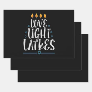 Love Light Latkes Funny Hanukkah Jewish Holiday Wrapping Paper Sheet