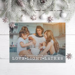 Love Light Latkes Hanukkah Photo Holiday Card<br><div class="desc">Love Light Latkes in retro serif type over full bleed photo; also available in real foil</div>