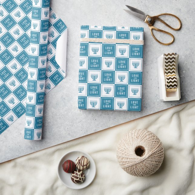 Love & Light | Modern Hanukkah Menorah Wrapping Paper (Crafts)