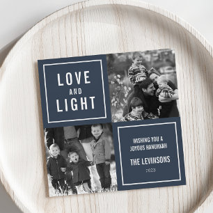 Love & Light Modern Hanukkah Photo Holiday Card